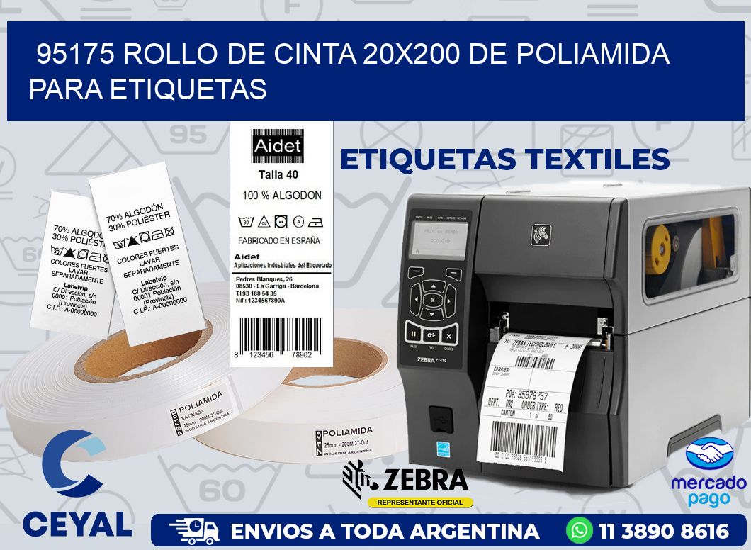 95175 ROLLO DE CINTA 20X200 DE POLIAMIDA PARA ETIQUETAS