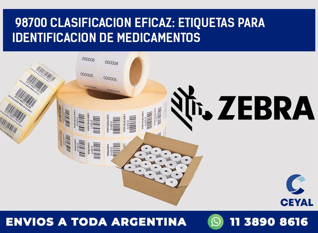 98700 CLASIFICACION EFICAZ: ETIQUETAS PARA IDENTIFICACION DE MEDICAMENTOS