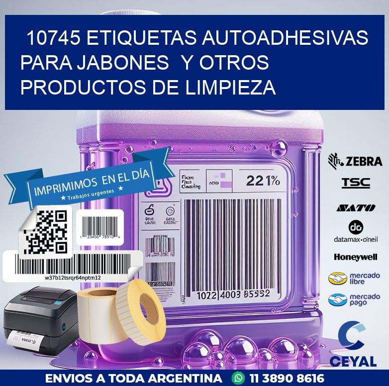 10745 ETIQUETAS AUTOADHESIVAS PARA JABONES  Y OTROS PRODUCTOS DE LIMPIEZA