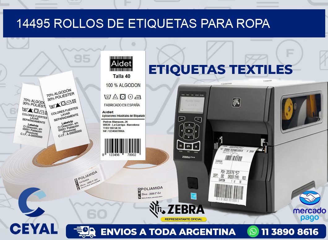 14495 ROLLOS DE ETIQUETAS PARA ROPA