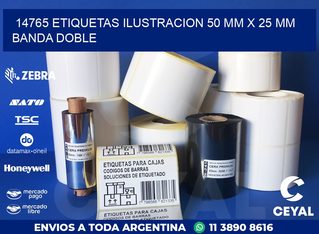 14765 ETIQUETAS ILUSTRACION 50 MM X 25 MM BANDA DOBLE
