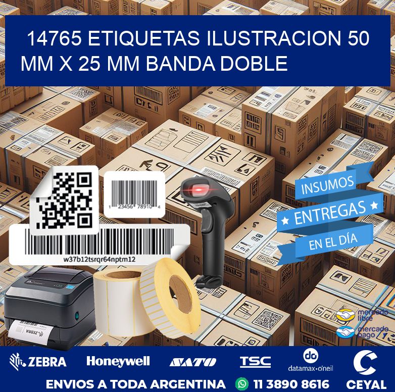 14765 ETIQUETAS ILUSTRACION 50 MM X 25 MM BANDA DOBLE