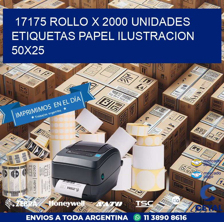 17175 ROLLO X 2000 UNIDADES ETIQUETAS PAPEL ILUSTRACION 50X25