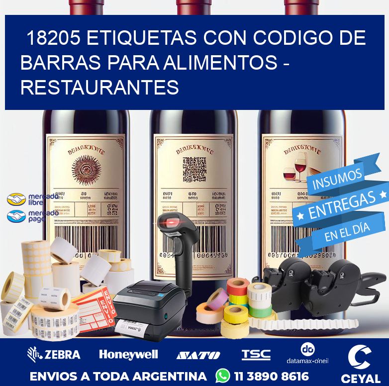 18205 ETIQUETAS CON CODIGO DE BARRAS PARA ALIMENTOS - RESTAURANTES