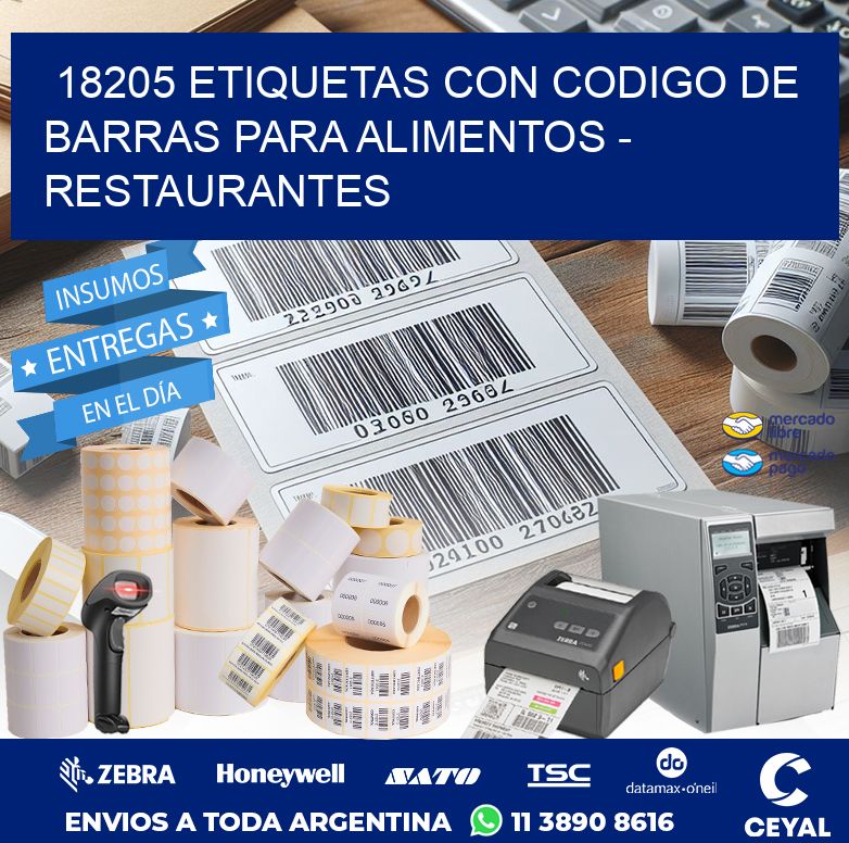 18205 ETIQUETAS CON CODIGO DE BARRAS PARA ALIMENTOS - RESTAURANTES