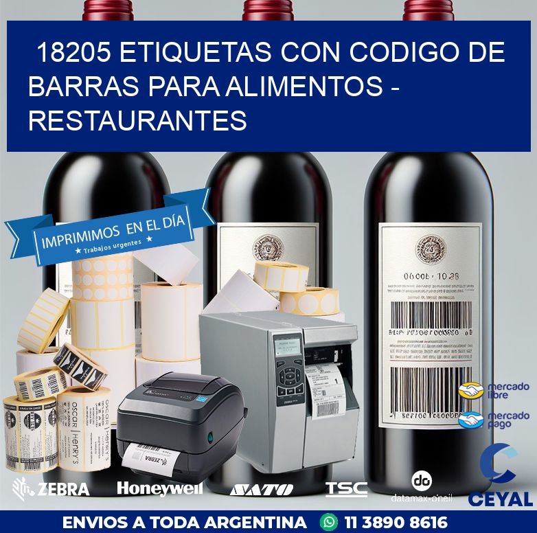 18205 ETIQUETAS CON CODIGO DE BARRAS PARA ALIMENTOS - RESTAURANTES