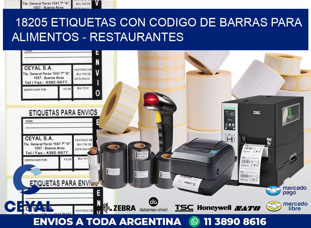 18205 ETIQUETAS CON CODIGO DE BARRAS PARA ALIMENTOS – RESTAURANTES