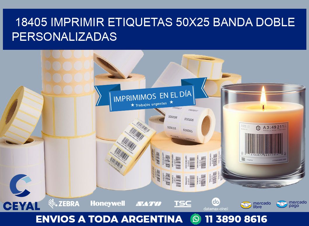 18405 IMPRIMIR ETIQUETAS 50X25 BANDA DOBLE PERSONALIZADAS