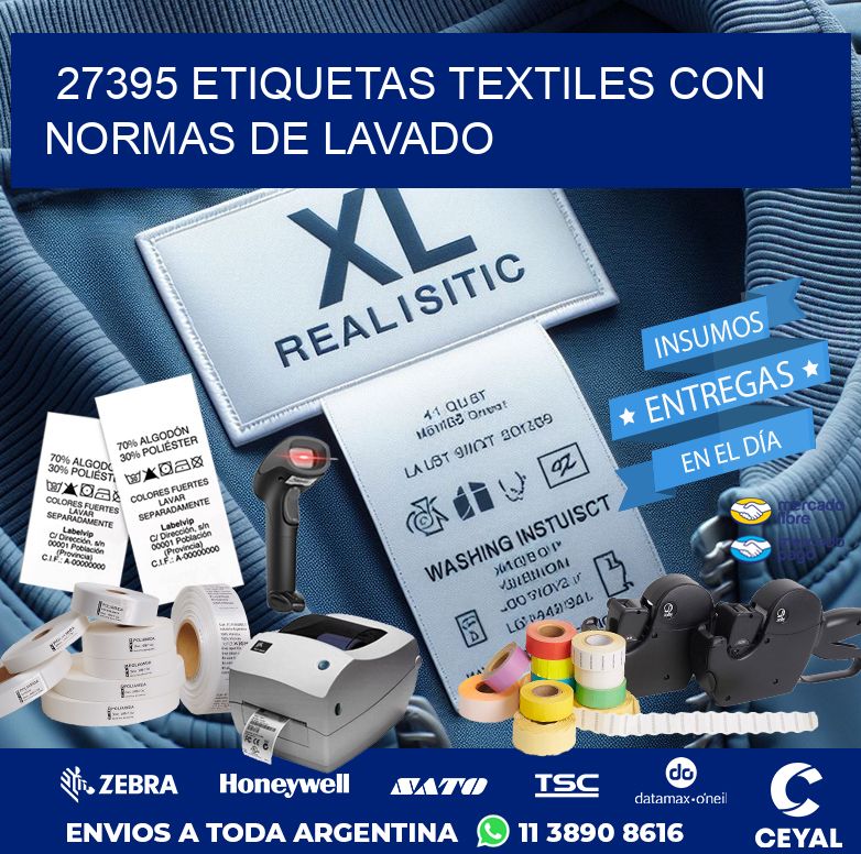 27395 ETIQUETAS TEXTILES CON NORMAS DE LAVADO
