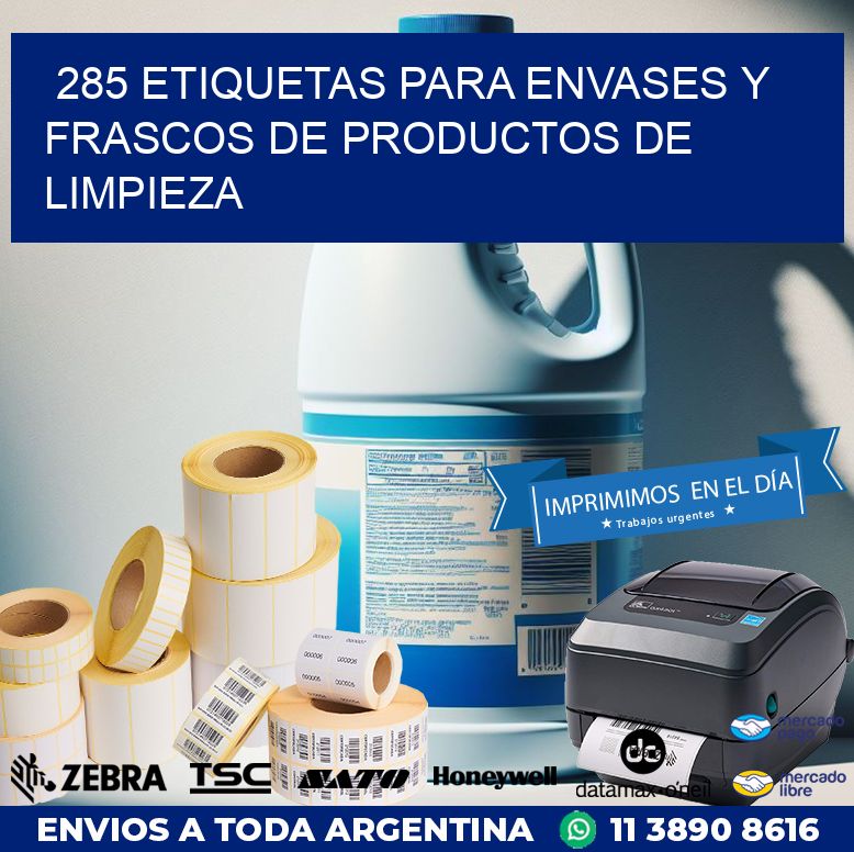 285 ETIQUETAS PARA ENVASES Y FRASCOS DE PRODUCTOS DE LIMPIEZA