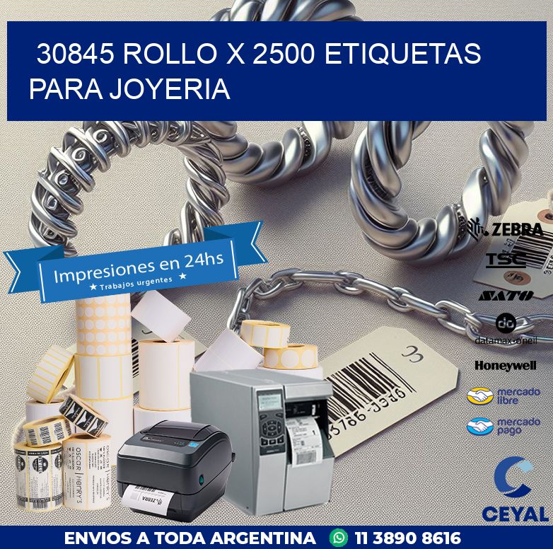30845 ROLLO X 2500 ETIQUETAS PARA JOYERIA
