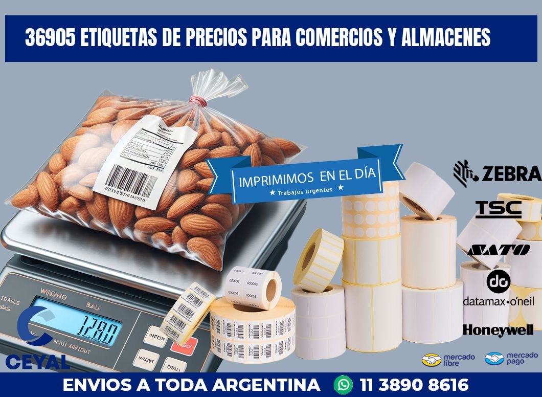 36905 ETIQUETAS DE PRECIOS PARA COMERCIOS Y ALMACENES