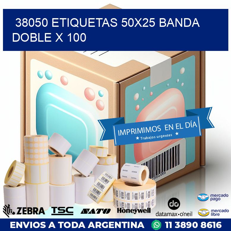 38050 ETIQUETAS 50X25 BANDA DOBLE X 100