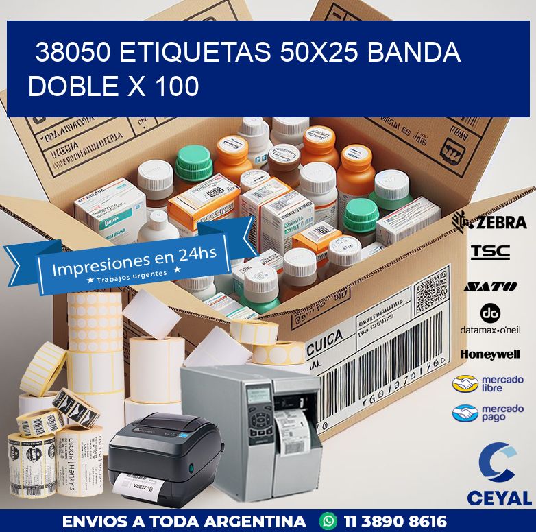 38050 ETIQUETAS 50X25 BANDA DOBLE X 100