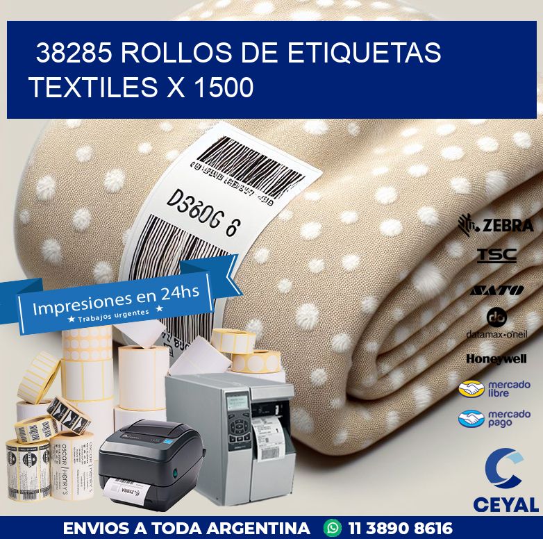 38285 ROLLOS DE ETIQUETAS TEXTILES X 1500