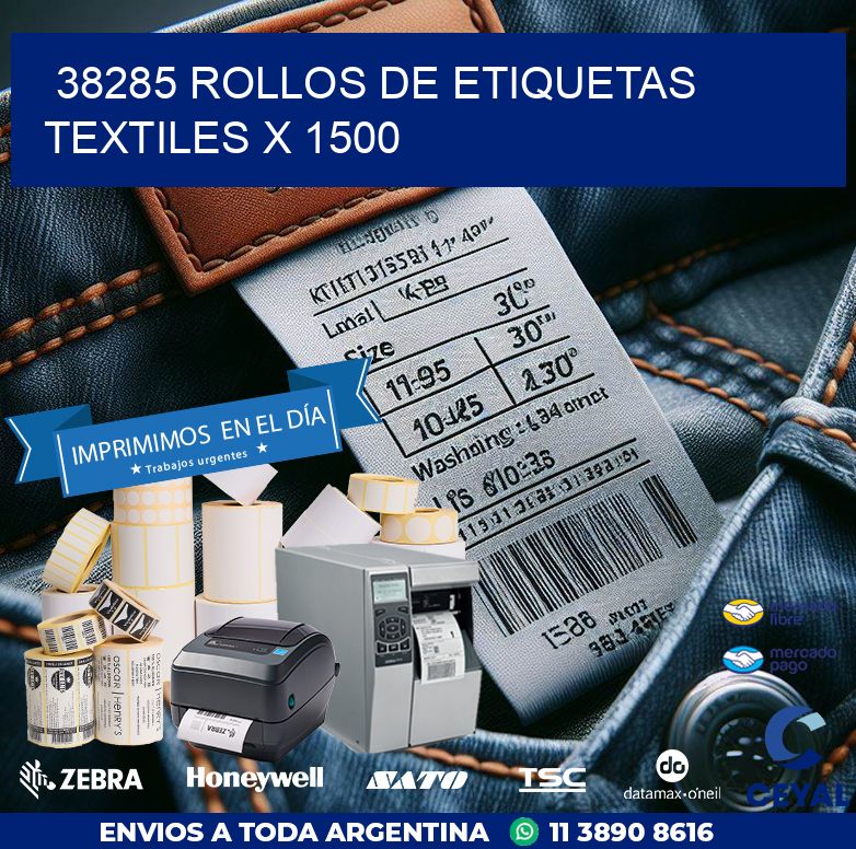 38285 ROLLOS DE ETIQUETAS TEXTILES X 1500