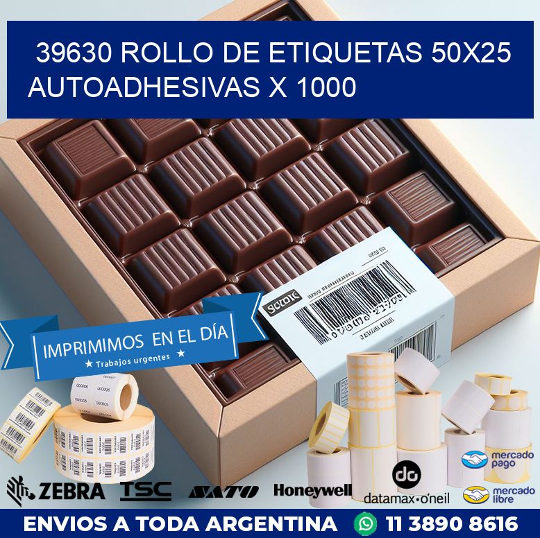 39630 ROLLO DE ETIQUETAS 50X25 AUTOADHESIVAS X 1000