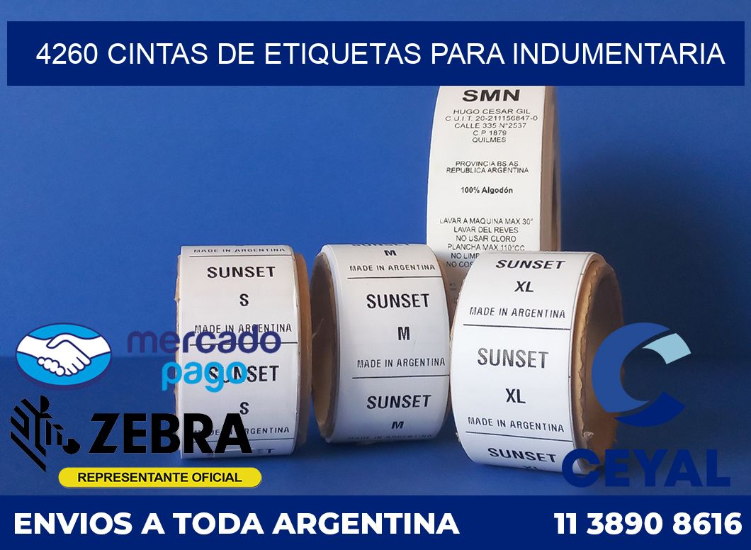 4260 CINTAS DE ETIQUETAS PARA INDUMENTARIA