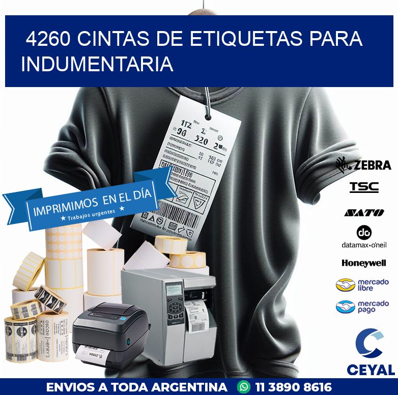 4260 CINTAS DE ETIQUETAS PARA INDUMENTARIA