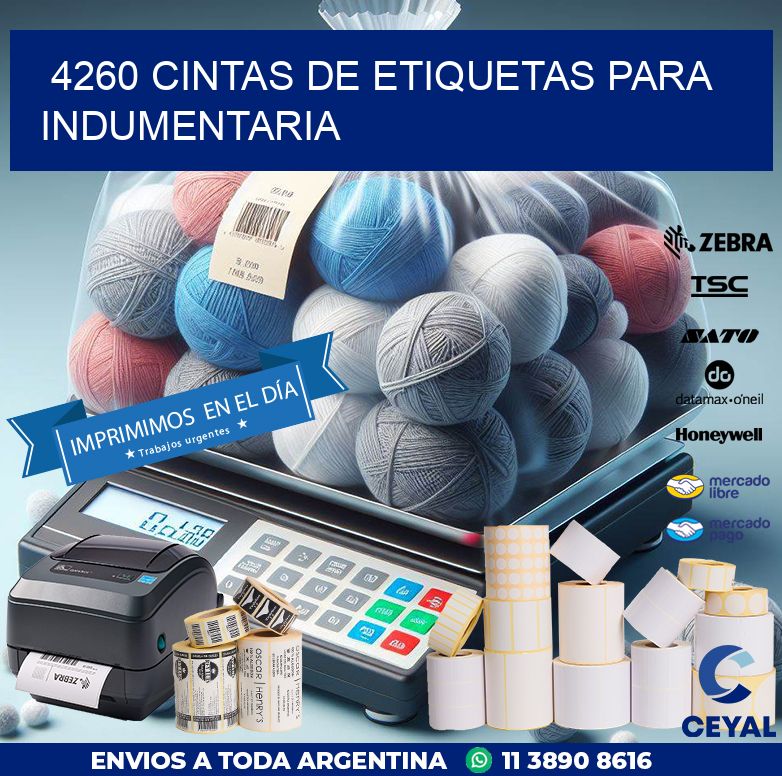 4260 CINTAS DE ETIQUETAS PARA INDUMENTARIA
