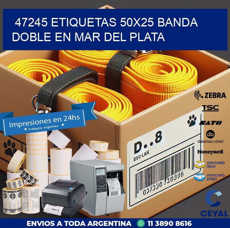 47245 ETIQUETAS 50X25 BANDA DOBLE EN MAR DEL PLATA