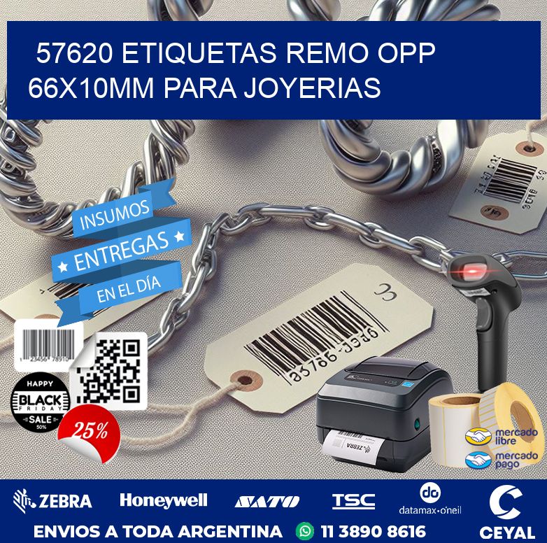 57620 ETIQUETAS REMO OPP 66X10MM PARA JOYERIAS