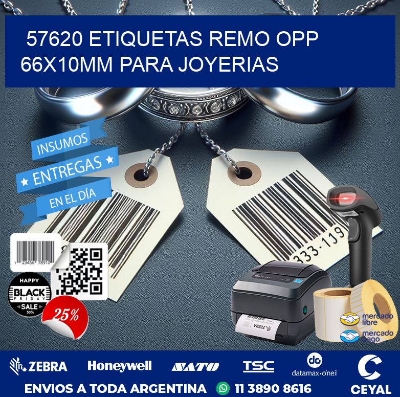 57620 ETIQUETAS REMO OPP 66X10MM PARA JOYERIAS
