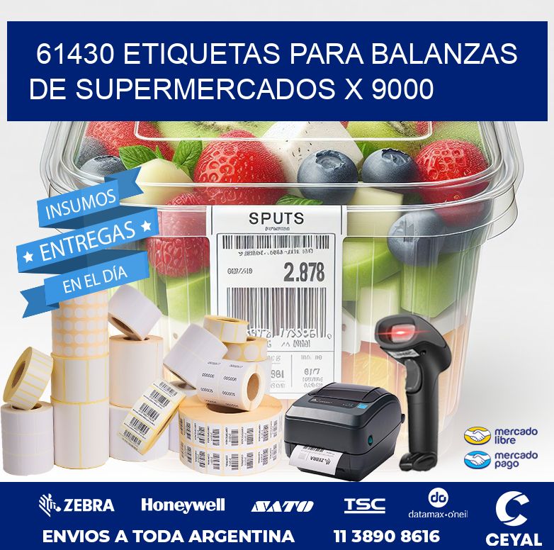 61430 ETIQUETAS PARA BALANZAS DE SUPERMERCADOS X 9000