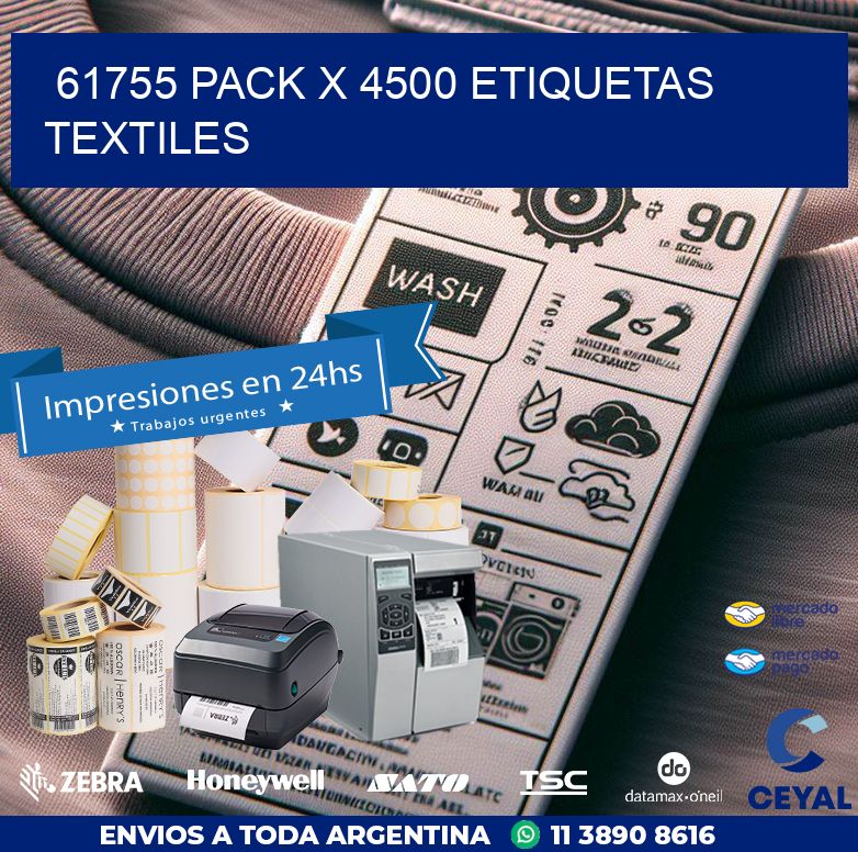 61755 PACK X 4500 ETIQUETAS TEXTILES