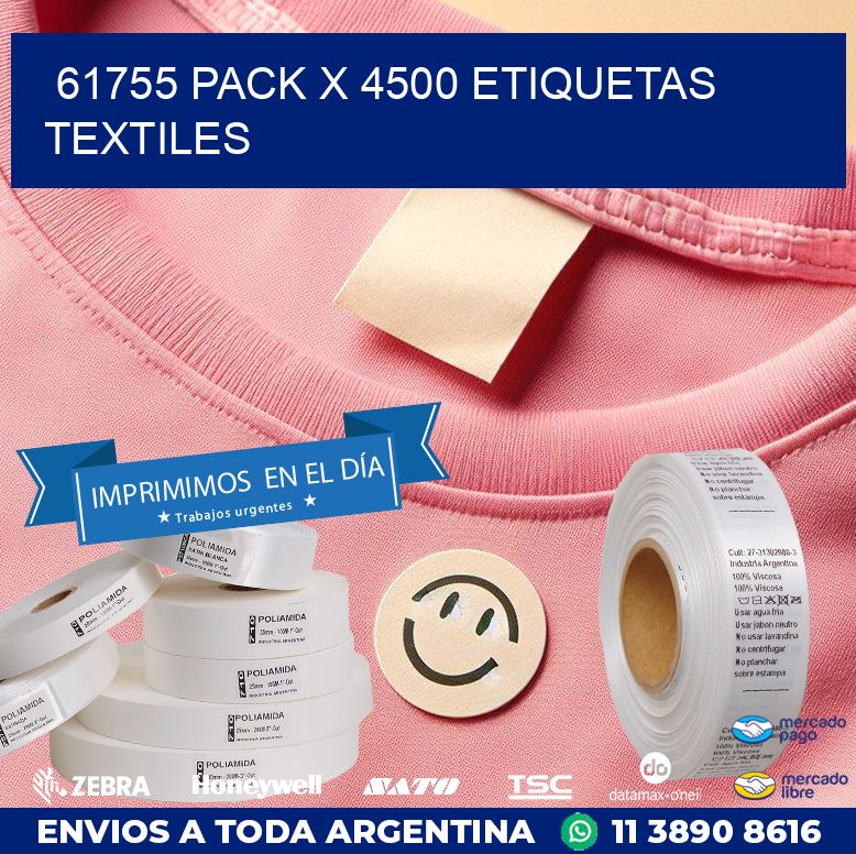 61755 PACK X 4500 ETIQUETAS TEXTILES