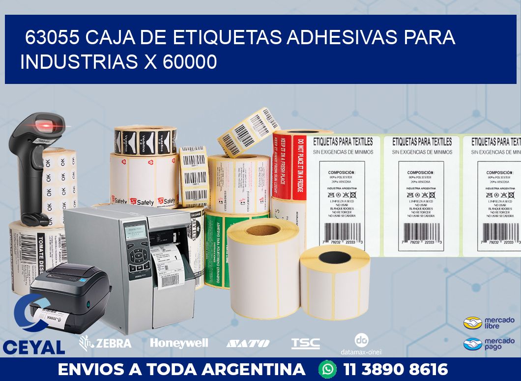 63055 CAJA DE ETIQUETAS ADHESIVAS PARA INDUSTRIAS X 60000