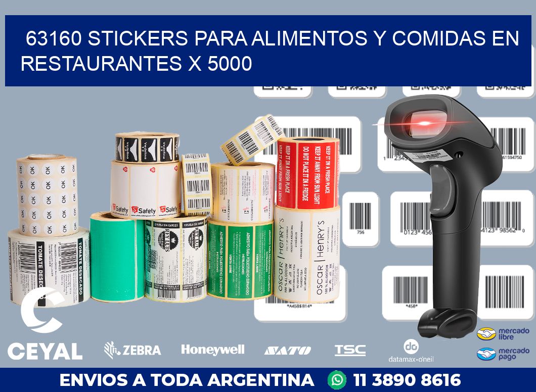 63160 STICKERS PARA ALIMENTOS Y COMIDAS EN RESTAURANTES X 5000