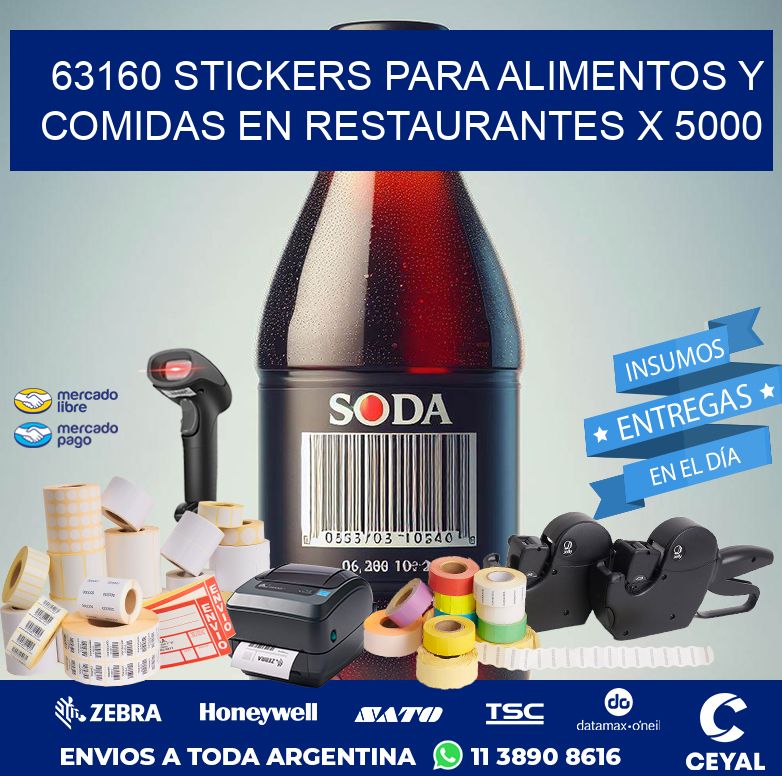 63160 STICKERS PARA ALIMENTOS Y COMIDAS EN RESTAURANTES X 5000