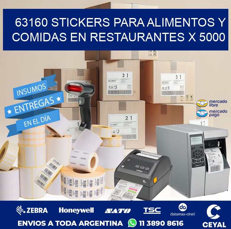 63160 STICKERS PARA ALIMENTOS Y COMIDAS EN RESTAURANTES X 5000