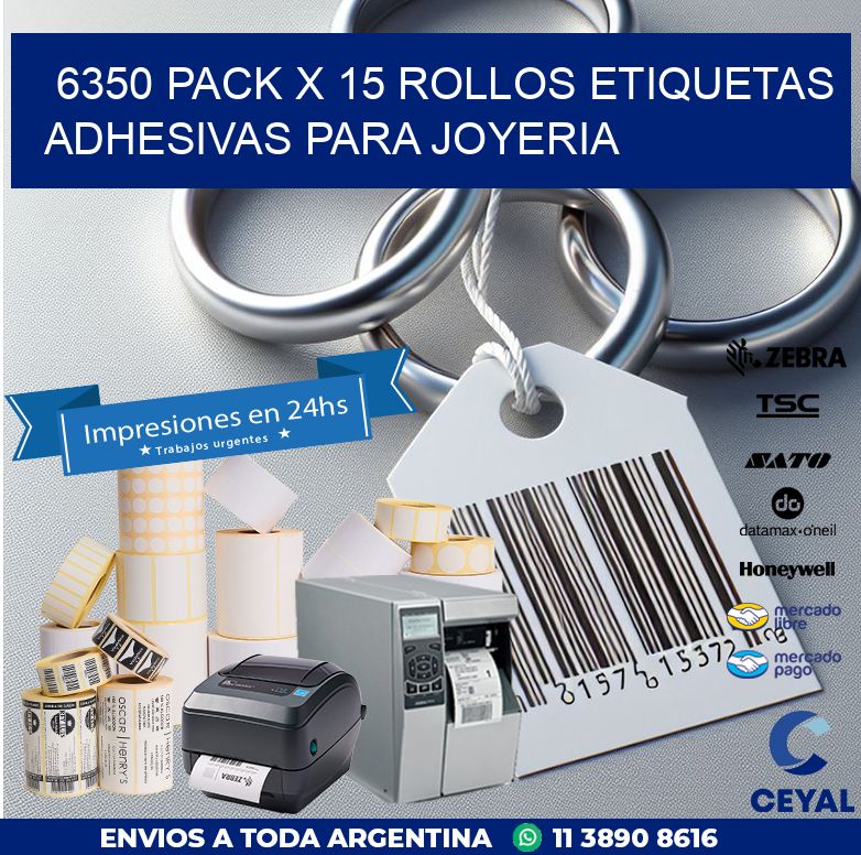 6350 PACK X 15 ROLLOS ETIQUETAS ADHESIVAS PARA JOYERIA