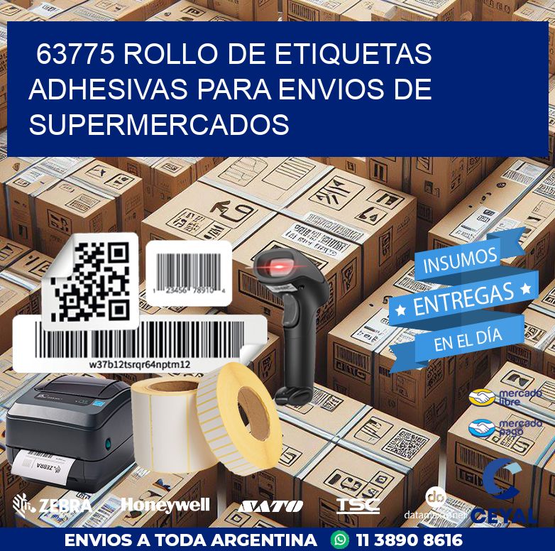 63775 ROLLO DE ETIQUETAS ADHESIVAS PARA ENVIOS DE SUPERMERCADOS