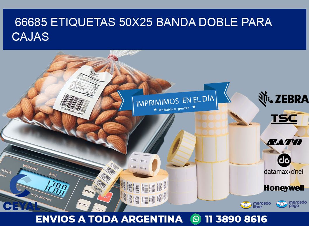 66685 ETIQUETAS 50X25 BANDA DOBLE PARA CAJAS