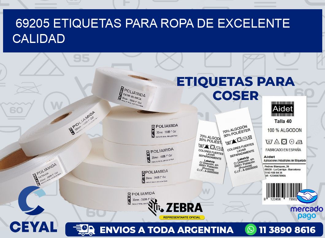 69205 ETIQUETAS PARA ROPA DE EXCELENTE CALIDAD