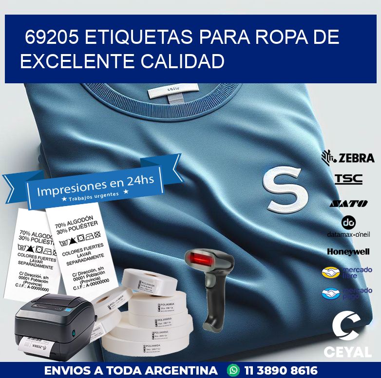 69205 ETIQUETAS PARA ROPA DE EXCELENTE CALIDAD