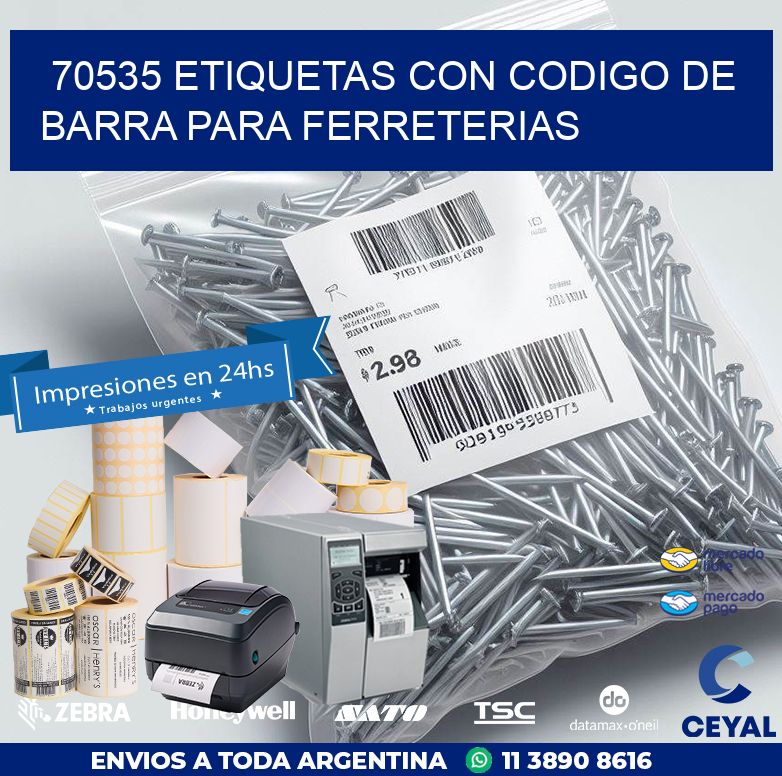 70535 ETIQUETAS CON CODIGO DE BARRA PARA FERRETERIAS