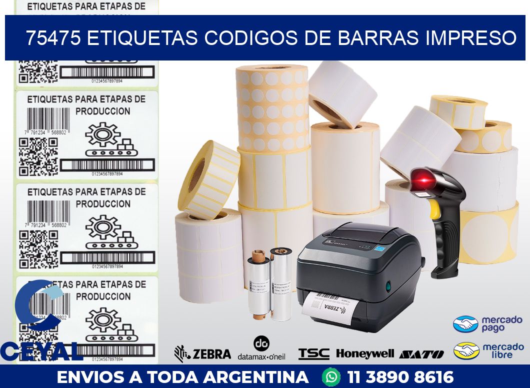 75475 ETIQUETAS CODIGOS DE BARRAS IMPRESO