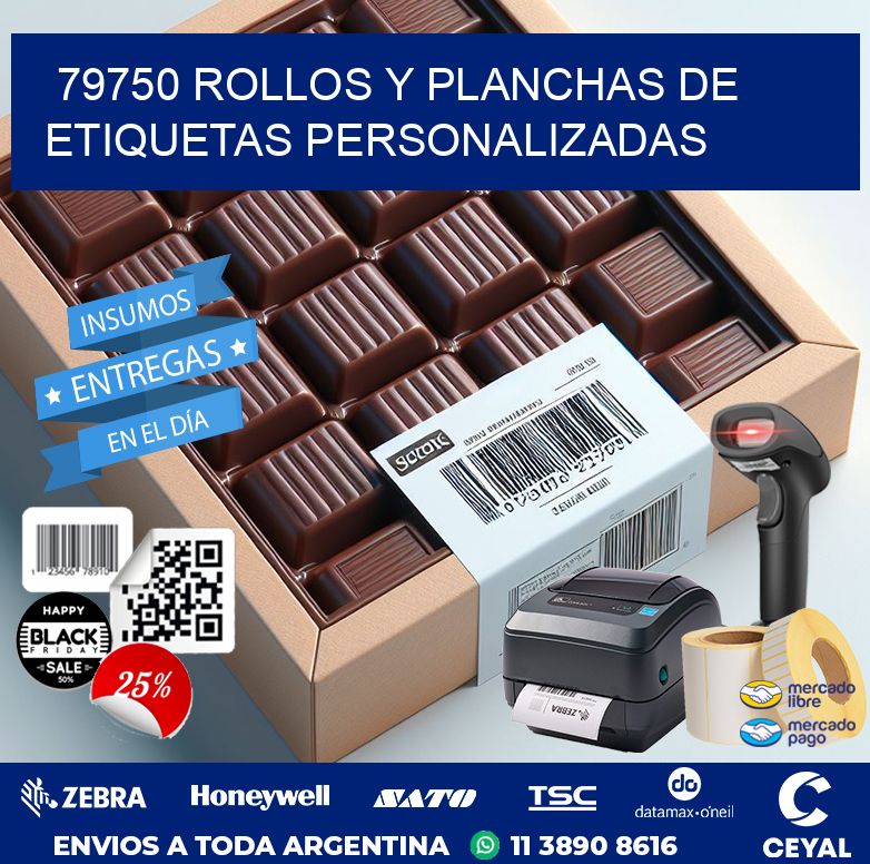 79750 ROLLOS Y PLANCHAS DE ETIQUETAS PERSONALIZADAS