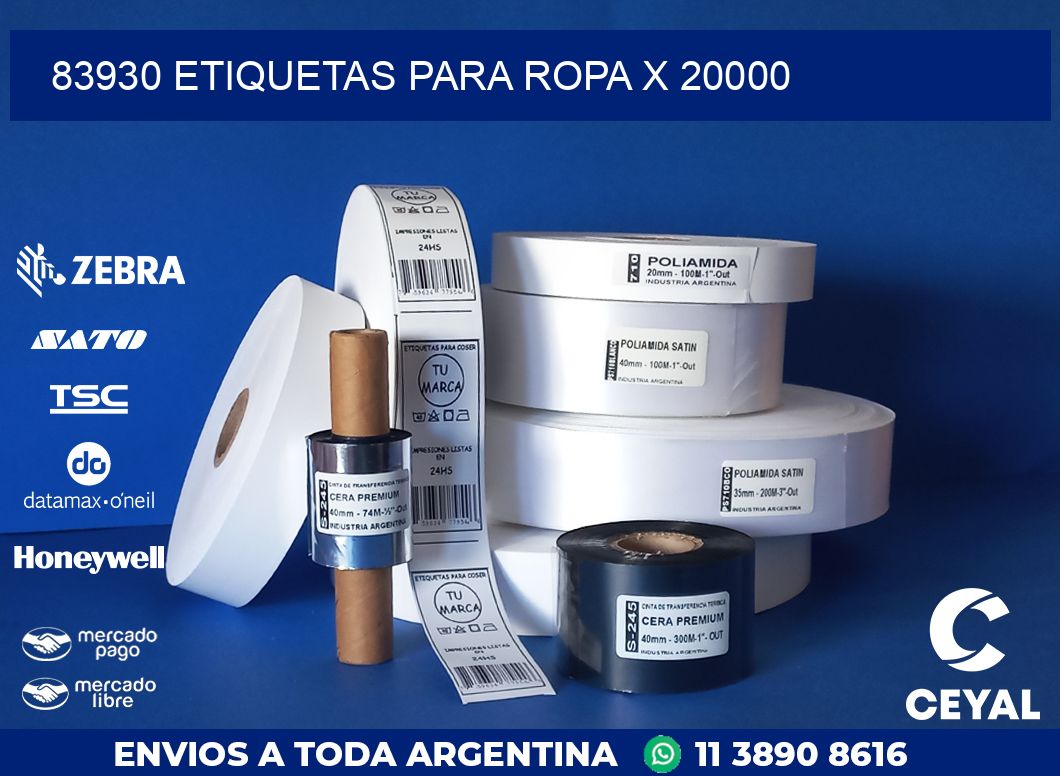 83930 ETIQUETAS PARA ROPA X 20000