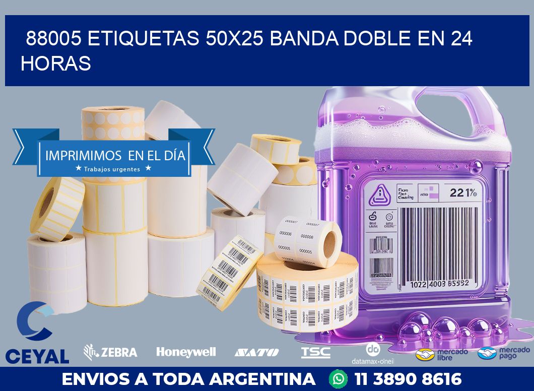 88005 ETIQUETAS 50X25 BANDA DOBLE EN 24 HORAS