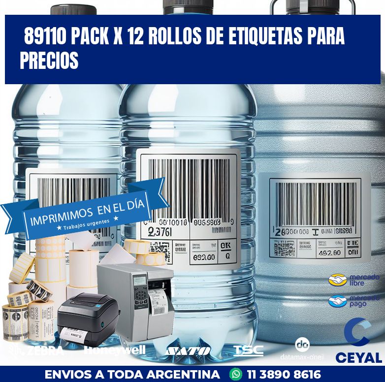 89110 PACK X 12 ROLLOS DE ETIQUETAS PARA PRECIOS