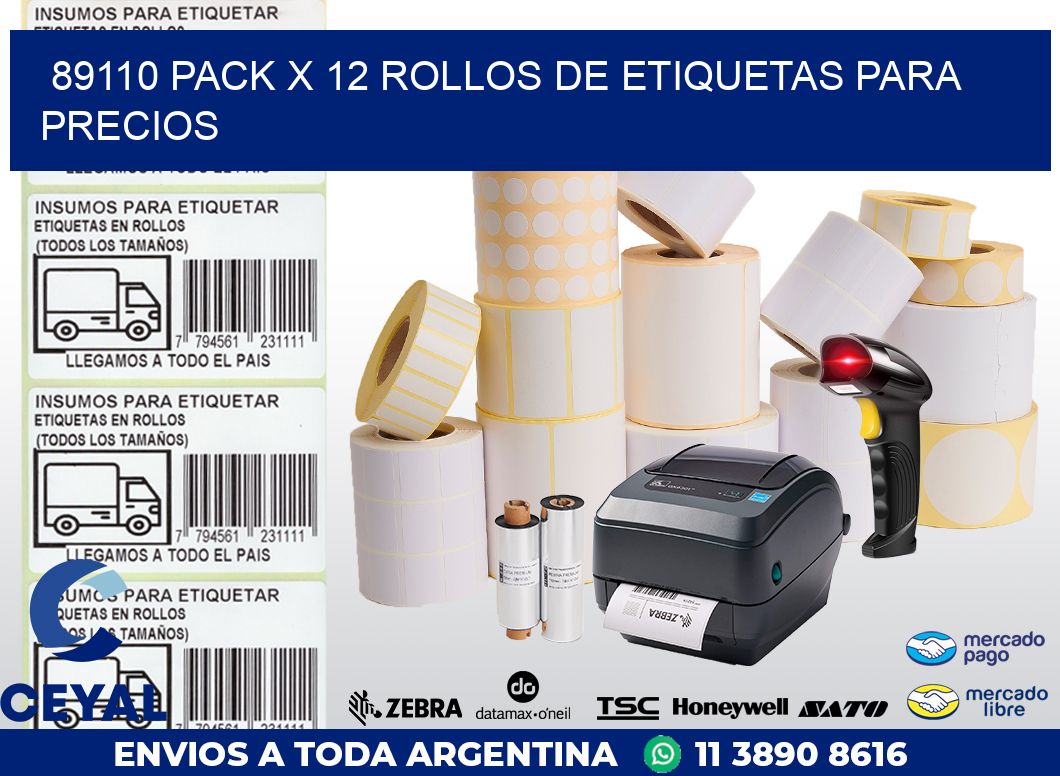 89110 PACK X 12 ROLLOS DE ETIQUETAS PARA PRECIOS
