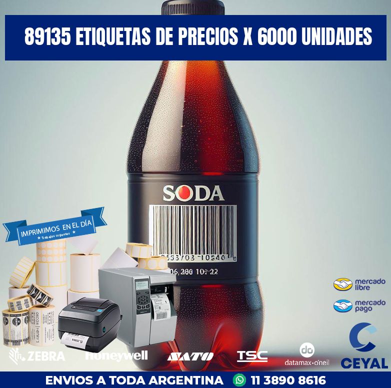 89135 ETIQUETAS DE PRECIOS X 6000 UNIDADES