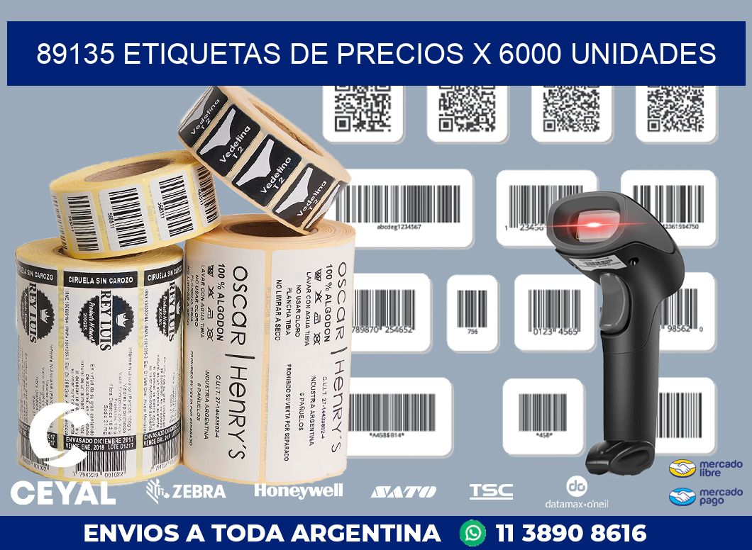 89135 ETIQUETAS DE PRECIOS X 6000 UNIDADES