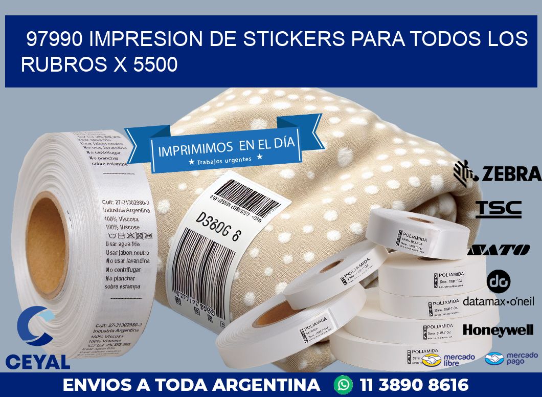 97990 IMPRESION DE STICKERS PARA TODOS LOS RUBROS X 5500