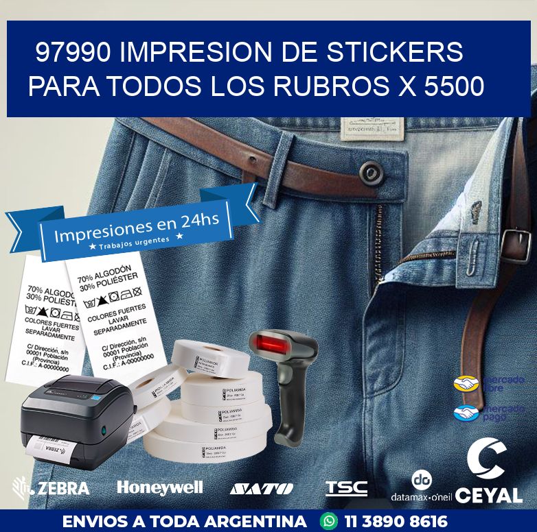 97990 IMPRESION DE STICKERS PARA TODOS LOS RUBROS X 5500